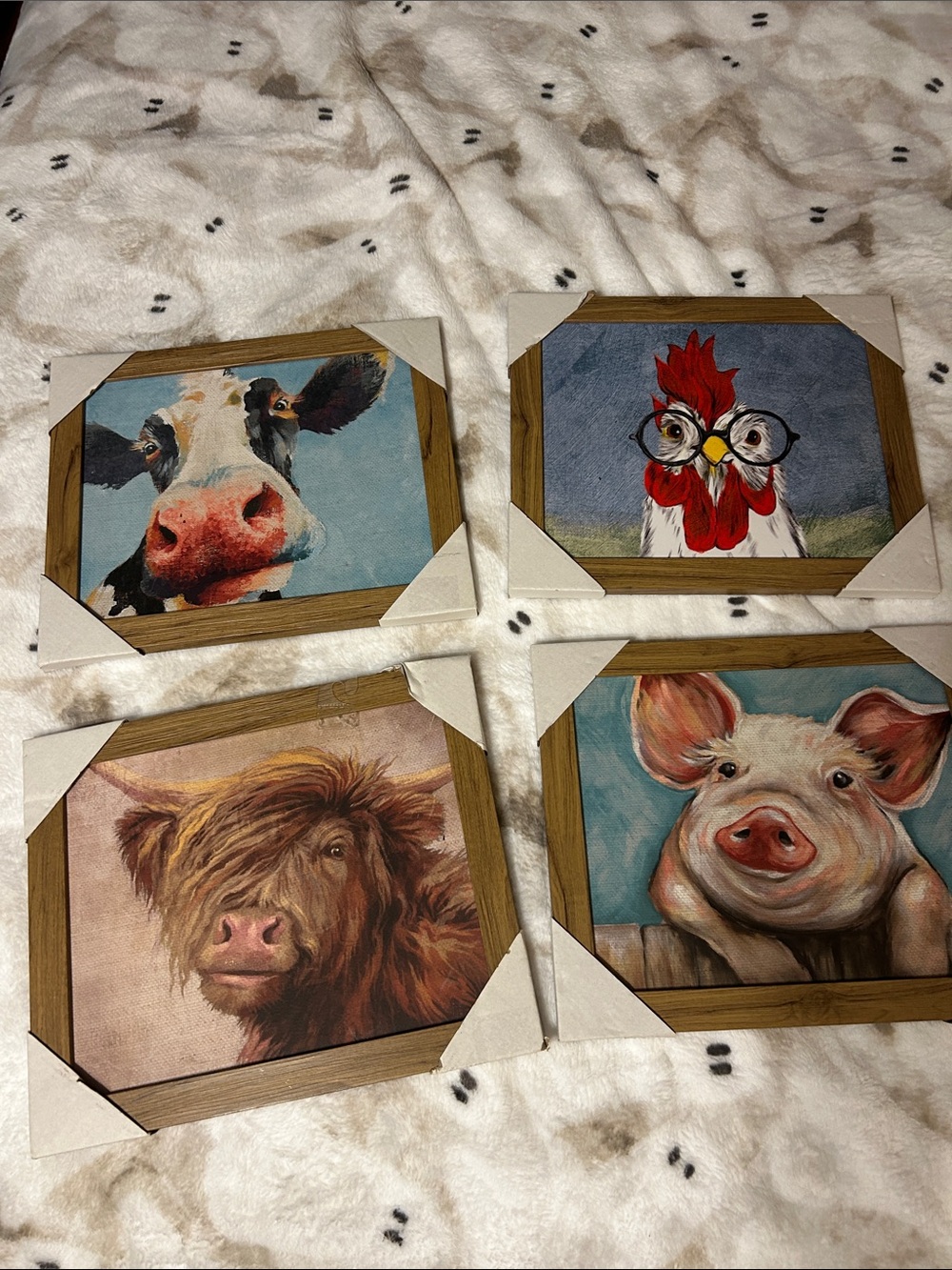 Farmhouse Animal Wall Art Set - Neutral & Blue Accents